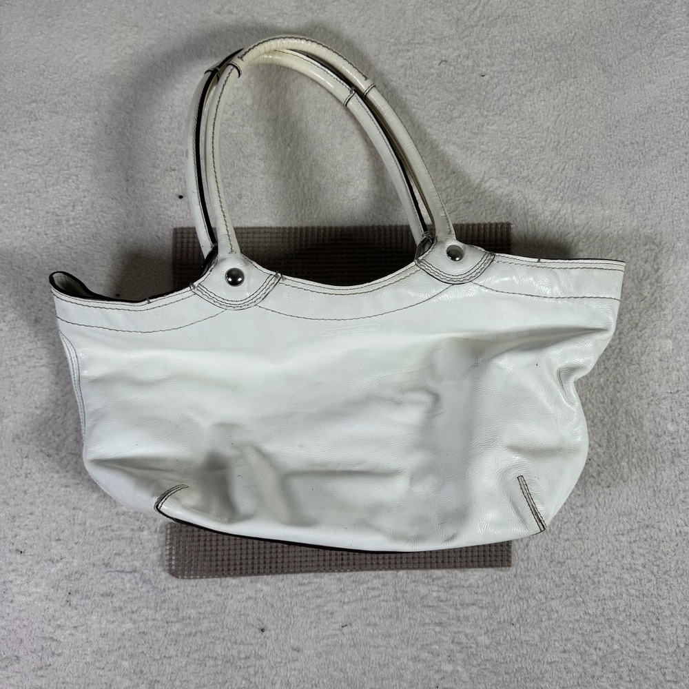Coach Tote Bag Womens Medium White Fair Leather F14483 Silver Hardware